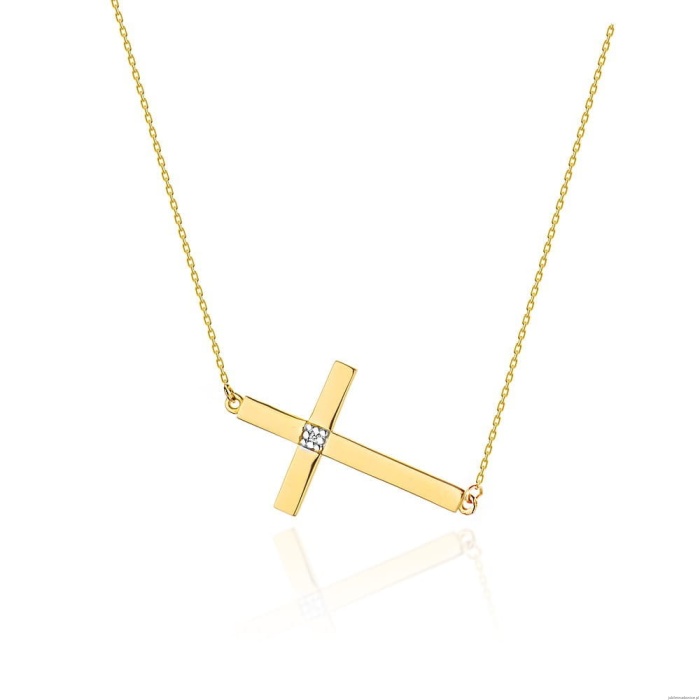 Naszyjnik C010 z diamentami żółte złoto