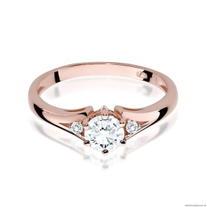 Pierścionek W0076 Biały Szafir 0,60ct różowe złoto