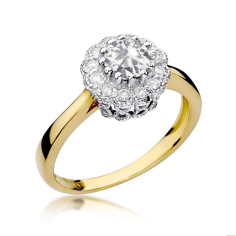 Pierścionek W284 Biały Szafir 0,60ct żółte złoto