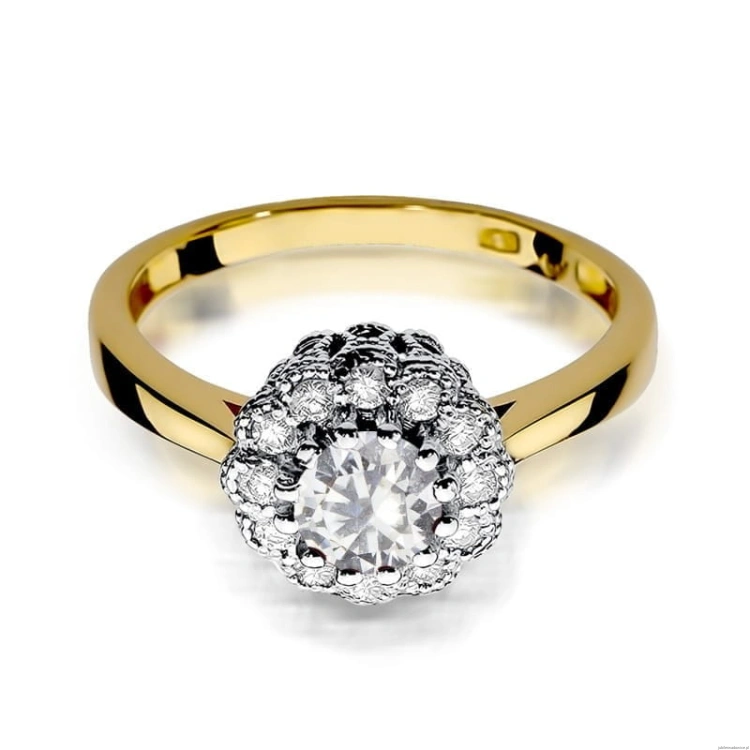 Pierścionek W284 Biały Szafir 0,60ct żółte złoto