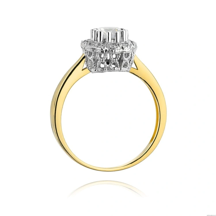 Pierścionek W284 Biały Szafir 0,60ct żółte złoto