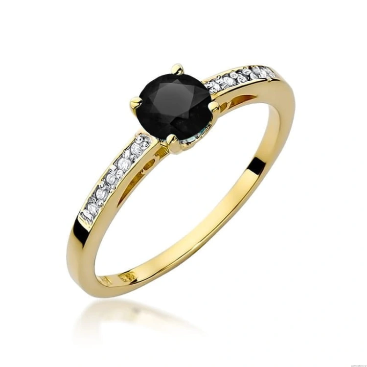 Pierścionek W066 Czarny Diament 0,50ct żółte złoto