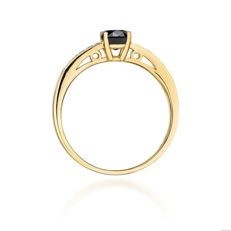 Pierścionek W066 Czarny Diament 0,50ct żółte złoto