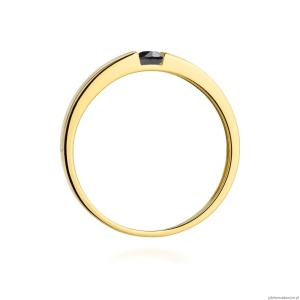 Pierścionek W432 Czarny Diament 0,12ct żółte złoto