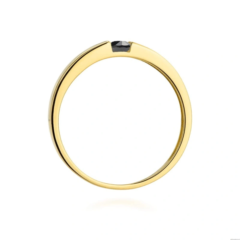 Pierścionek W432 Czarny Diament 0,12ct żółte złoto