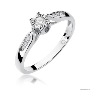 Pierścionek W328 Diament 0,08ct białe złoto