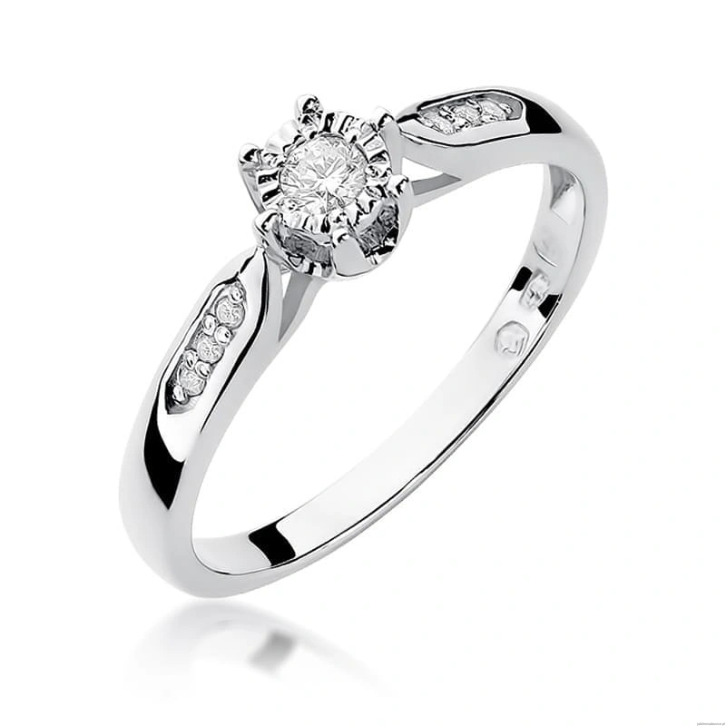 Pierścionek W328 Diament 0,08ct białe złoto