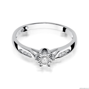 Pierścionek W328 Diament 0,08ct białe złoto