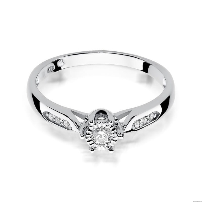 Pierścionek W328 Diament 0,08ct białe złoto