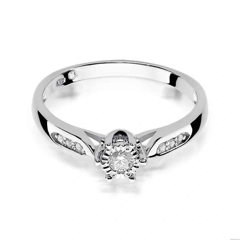 Pierścionek W328 Diament 0,08ct białe złoto