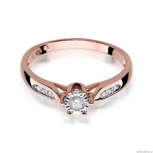 Pierścionek W328 Diament 0,08ct różowe złoto
