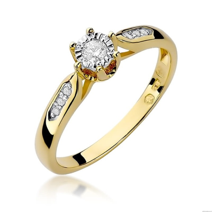 Pierścionek W328 Diament 0,08ct żółte złoto