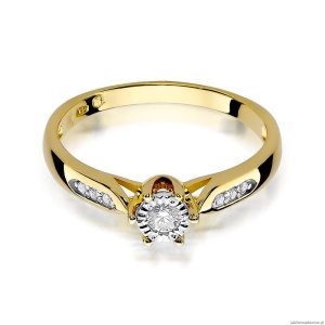 Pierścionek W328 Diament 0,08ct żółte złoto