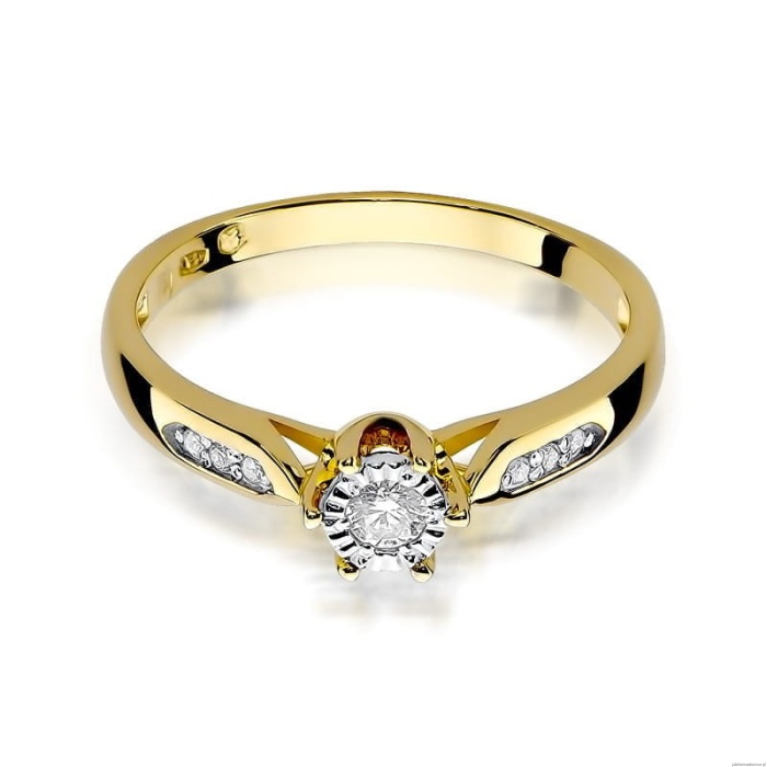 Pierścionek W328 Diament 0,08ct żółte złoto