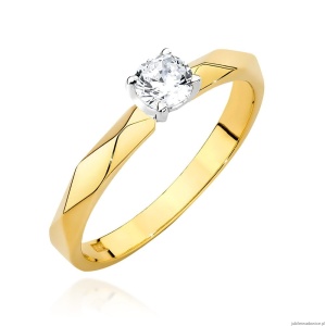Pierścionek W484 Diament 0,25ct żółte złoto