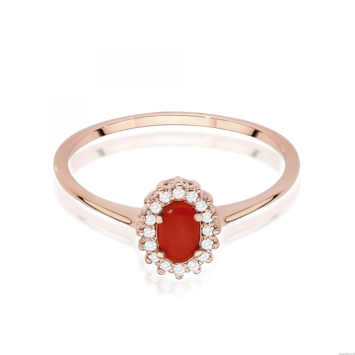 Pierścionek W569 Koral 0,20ct różowe złoto