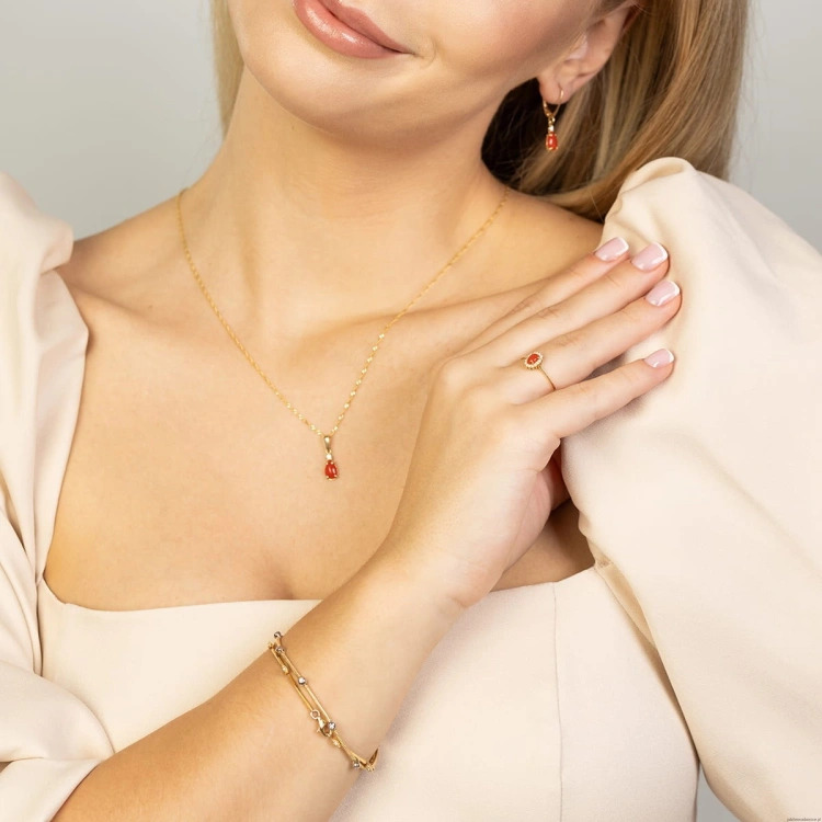 Pierścionek W569 Koral 0,20ct żółte złoto