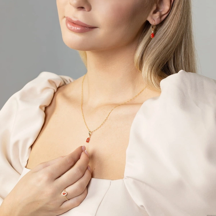 Pierścionek W569 Koral 0,20ct żółte złoto
