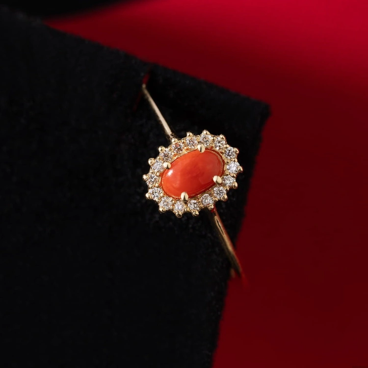Pierścionek W569 Koral 0,20ct żółte złoto