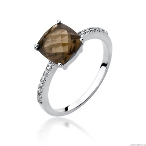 Pierścionek W511 Kwarc Dymny 2,00ct białe złoto