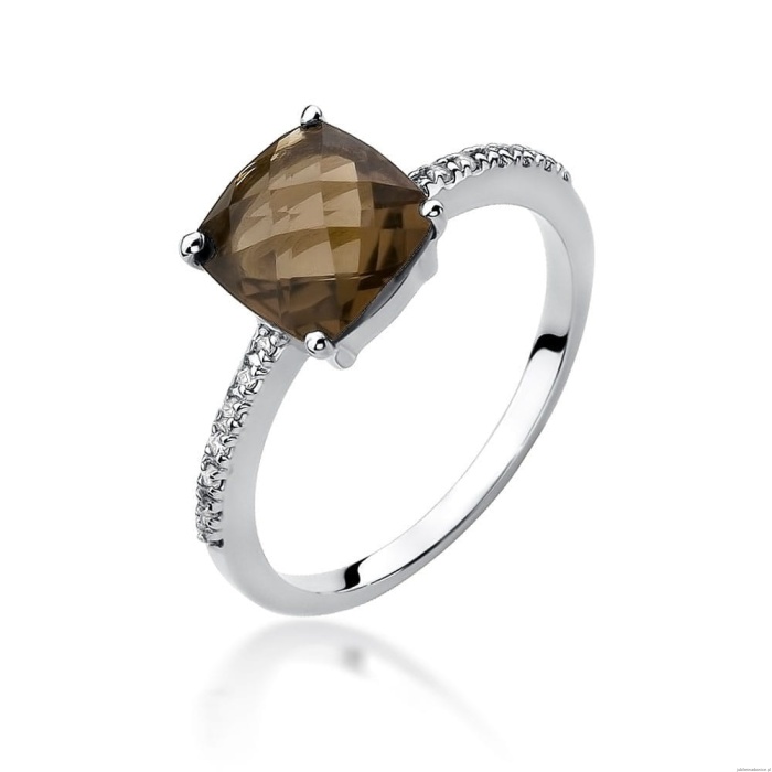 Pierścionek W511 Kwarc Dymny 2,00ct białe złoto