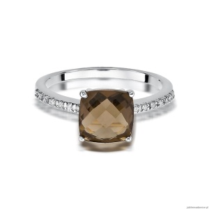 Pierścionek W511 Kwarc Dymny 2,00ct białe złoto