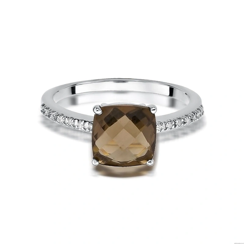 Pierścionek W511 Kwarc Dymny 2,00ct białe złoto