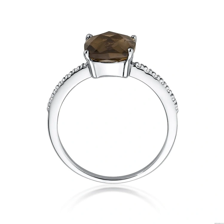 Pierścionek W511 Kwarc Dymny 2,00ct białe złoto
