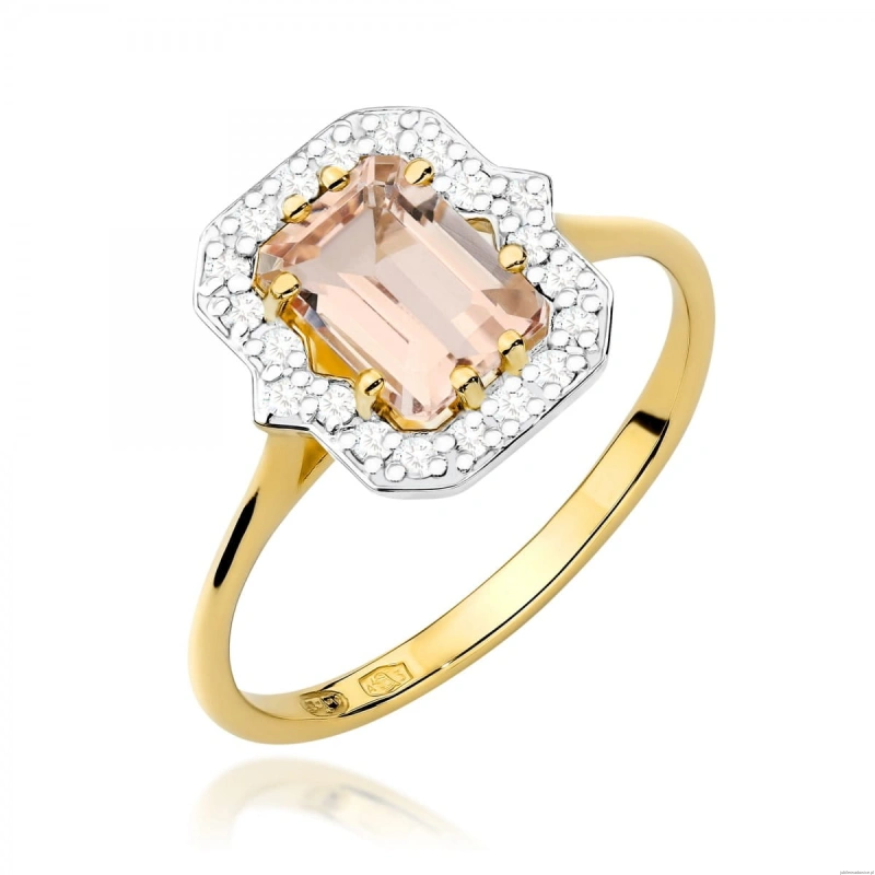 Pierścionek W576 Morganit 1,00ct żółte złoto