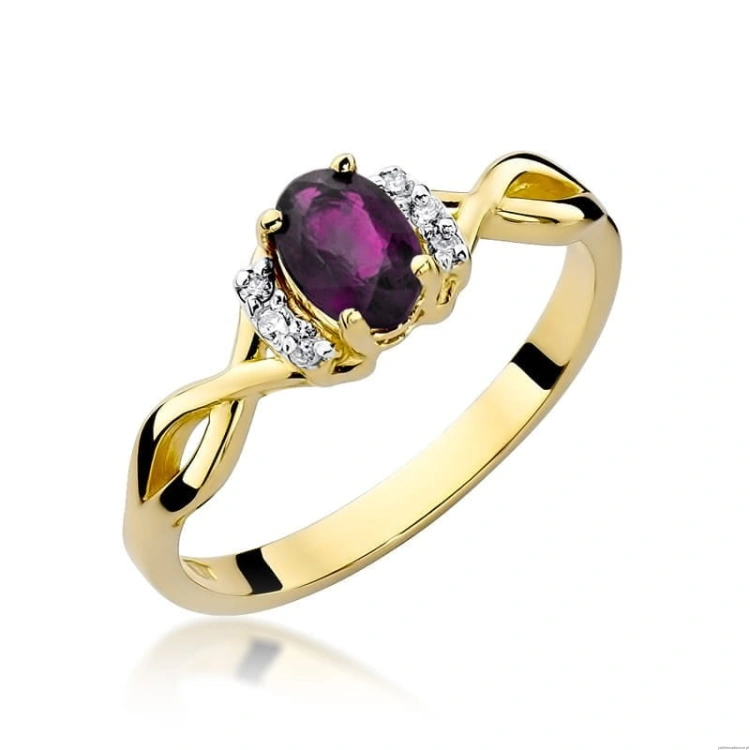 Pierścionek W019 Rodolit 0,50ct żółte złoto