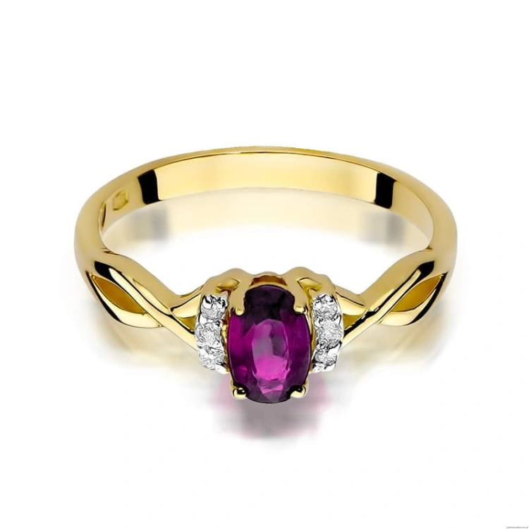 Pierścionek W019 Rodolit 0,50ct żółte złoto