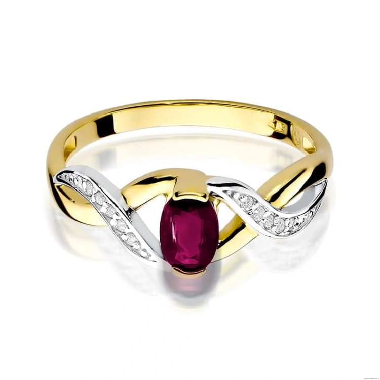 Pierścionek W028 Rodolit 0,50ct żółte złoto