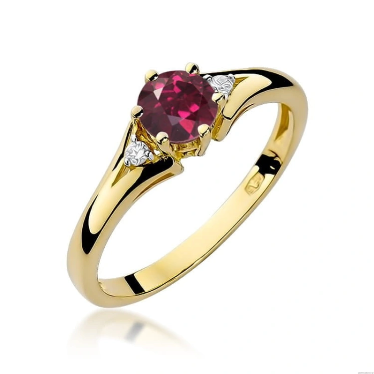 Pierścionek W0076 Rodolit 0,60ct żółte złoto