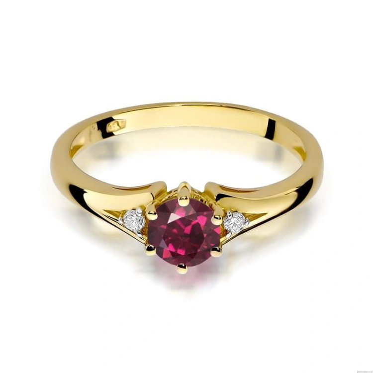 Pierścionek W0076 Rodolit 0,60ct żółte złoto