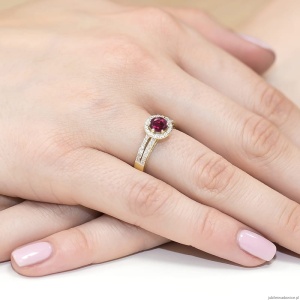 Pierścionek W087 Rodolit 0,60ct żółte złoto