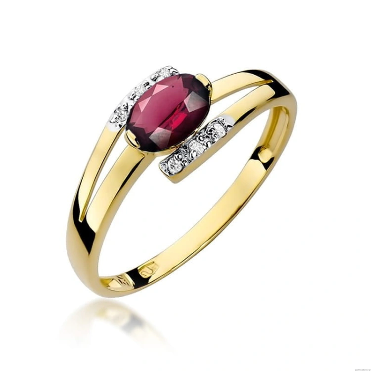 Pierścionek W119 Rodolit 0,50ct żółte złoto
