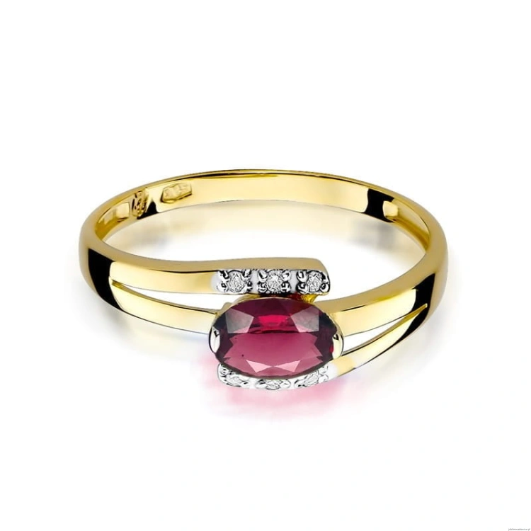 Pierścionek W119 Rodolit 0,50ct żółte złoto