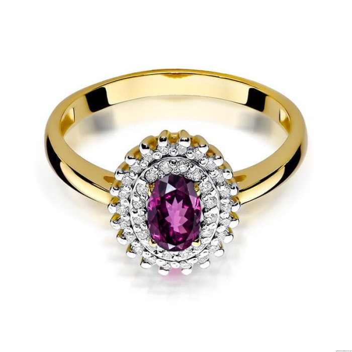 Pierścionek W303 Rodolit 0,50ct żółte złoto