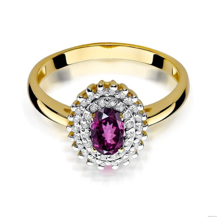 Pierścionek W303 Rodolit 0,50ct żółte złoto