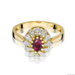 Pierścionek W354 Rodolit 0,50ct żółte złoto