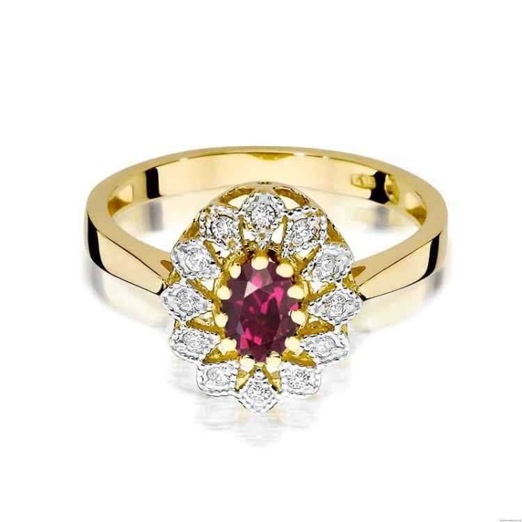 Pierścionek W354 Rodolit 0,50ct żółte złoto