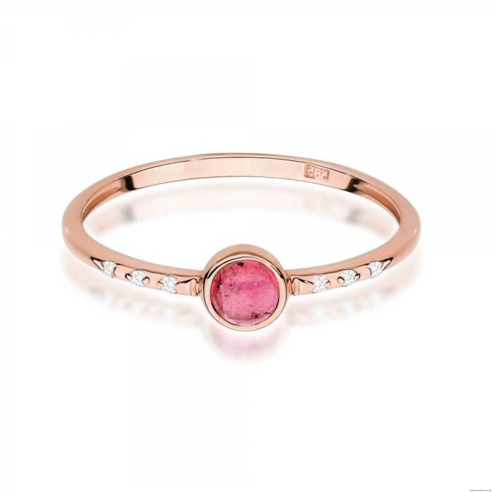 Pierścionek W596 Różowy Turmalin 0,30ct różowe złoto