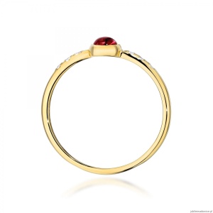 Pierścionek W596 Różowy Turmalin 0,30ct żółte złoto