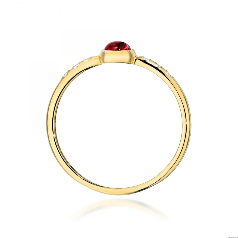Pierścionek W596 Różowy Turmalin 0,30ct żółte złoto