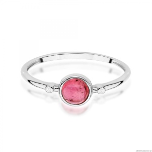 Pierścionek W597 Różowy Turmalin 0,60ct białe złoto