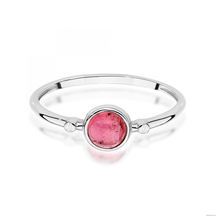 Pierścionek W597 Różowy Turmalin 0,60ct białe złoto