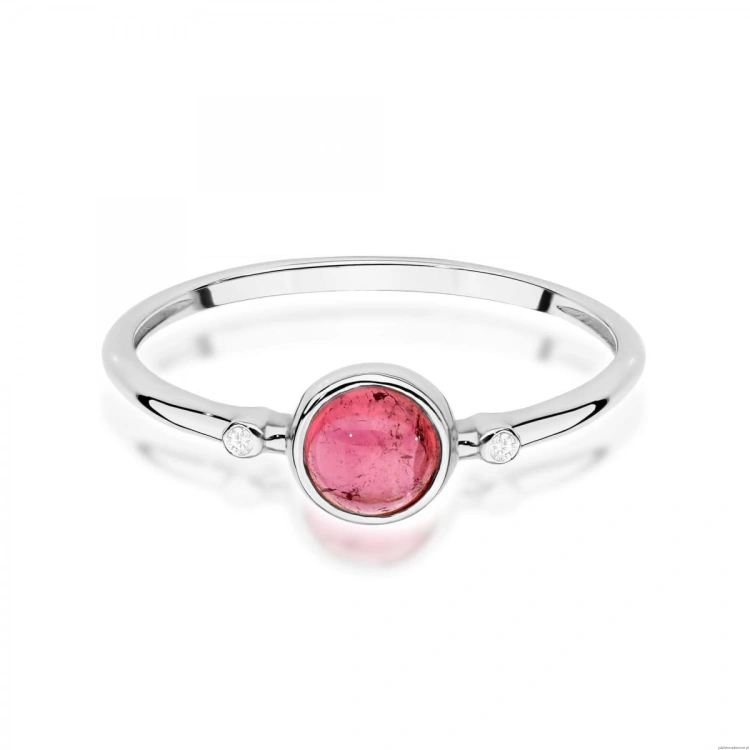 Pierścionek W597 Różowy Turmalin 0,60ct białe złoto