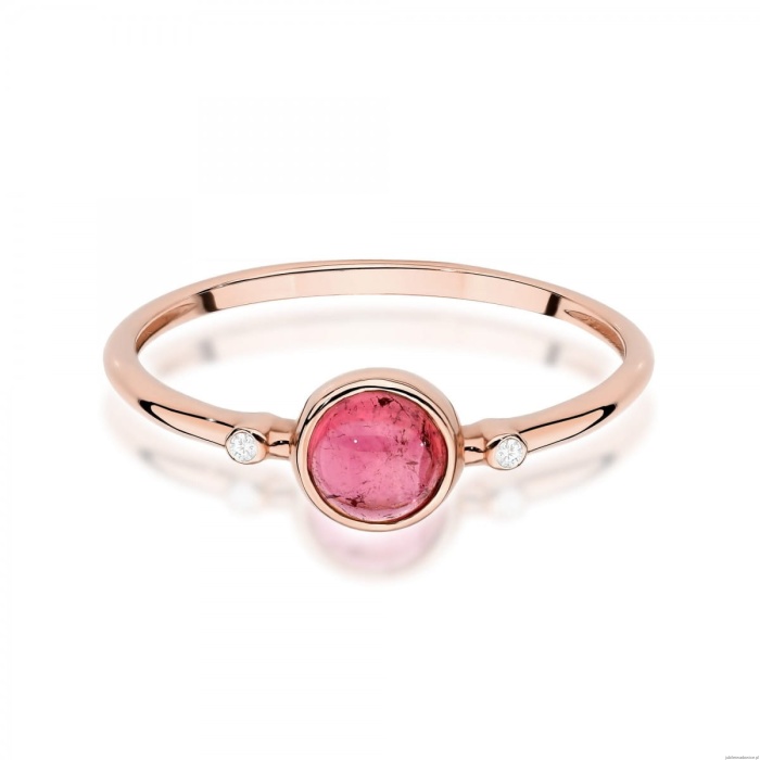 Pierścionek W597 Różowy Turmalin 0,60ct różowe złoto