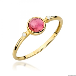 Pierścionek W597 Różowy Turmalin 0,60ct żółte złoto