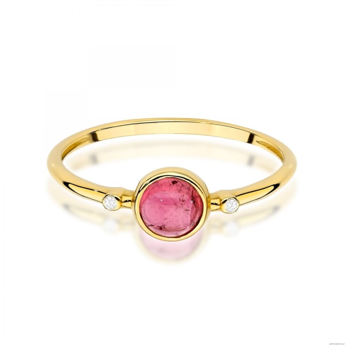 Pierścionek W597 Różowy Turmalin 0,60ct żółte złoto